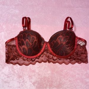 New Lace Burgundy Lingerie Underwire Bra Burgundy Maroon 36B 36A 38A No Tag Sexy